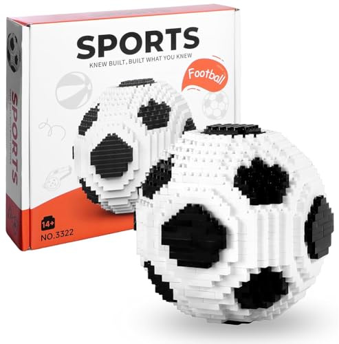 Fußball Bausteine Set, PyrrlicToy Pädagogisches Spielzeug, 3D Puzzle Fußball Set, Bausteine Dekorationen Fussball Geschenke für Erwachsene und Kinder(800 Stück)