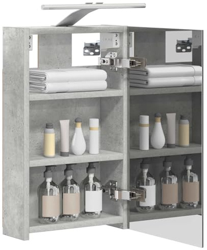 vidaXL Badezimmerspiegelschrank Beton Grau 30 x 10,5 x 50 cm | Reflexion und Transparenz in einem, Robuster Stauraum aus Holzwerkstoff, Leicht zu öffnen und sicher zu schließen