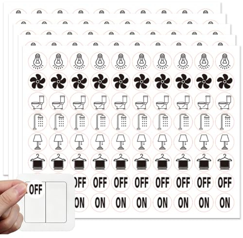 PRESSINART 400Pcs Light Switch Labels 0.75 Inch Transparent Switch Stickers PVC Waterproof Self Adhesive Fan Panel Identification Stickers Decals for Home Office Kitchen Bedroom Bathroom Organization