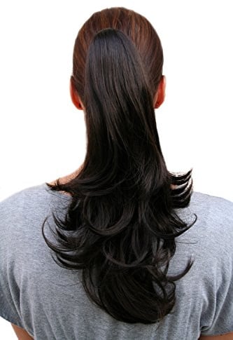 WIG ME UP - T400-3 Haarteil ZOPF VOLUMINÖS gewellt DUNKELBRAUN, Farbton 3