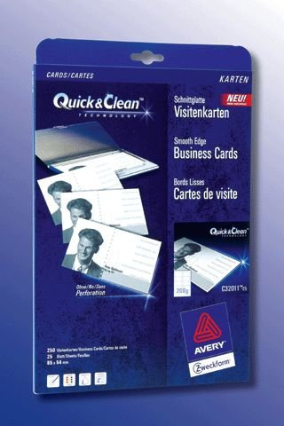 Visitenkarte A4 Bg 210G Blanko Mp 85X54Mm 25X10 für Inkjet Laser+Kopierer C32011-25