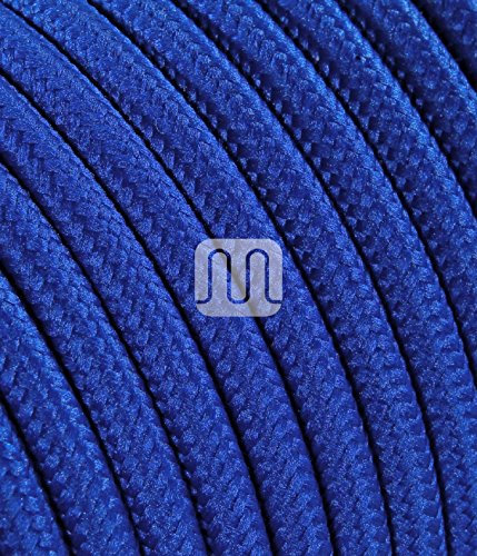 Câble électrique recouvert d'un tissu de couleur. Made in Italy! 10 mètres 2x0, 75 couleur: Bleu