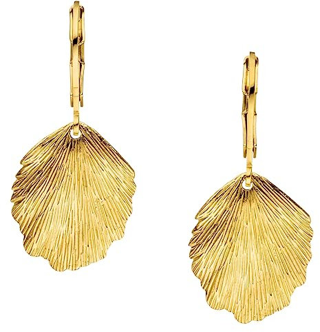 GLOWYBOX elegante Trend Ohrringe Blatt gold mit 14k GOLD plattiert Ginkgo Ginko mit Sicherheitsverschluss Ohrschmuck für Frauen, Damen und Mädchen