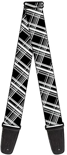 Buckle-Down GS-W34274 Plaid X2 Black/Grays/White Guitar Strap