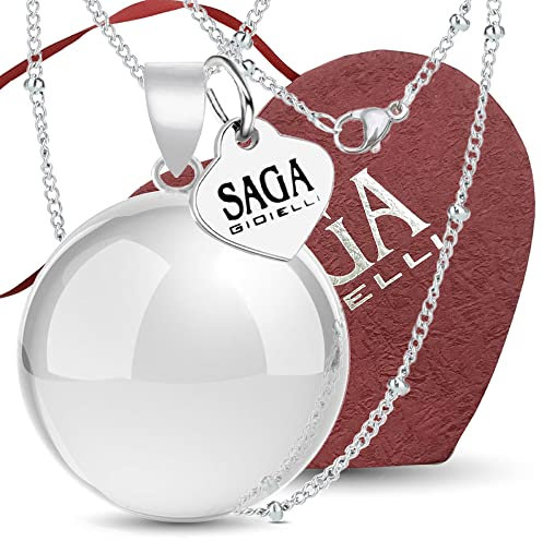 SAGA GIOIELLI® Halskette mit Engelsruf, Klangkugel, Schwangerschaftskette, Stahlkette