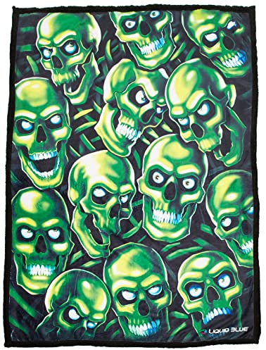 Liquid Blue Herren Fleece-Überwurf, Fantasy-Totenkopf-Design, klassisch, Korallen-Fleece, Mehrfarbig, 127 x 152,4 cm