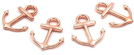 Vintage Parts - Ciondolo a Forma di Ancora in Oro Rosa, 4 Pezzi