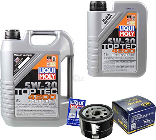 Filter Set Inspektionspaket 6 Liter Liqui Moly Motoröl Top Tec 4200 5W-30 SCT Germany Ölfilter