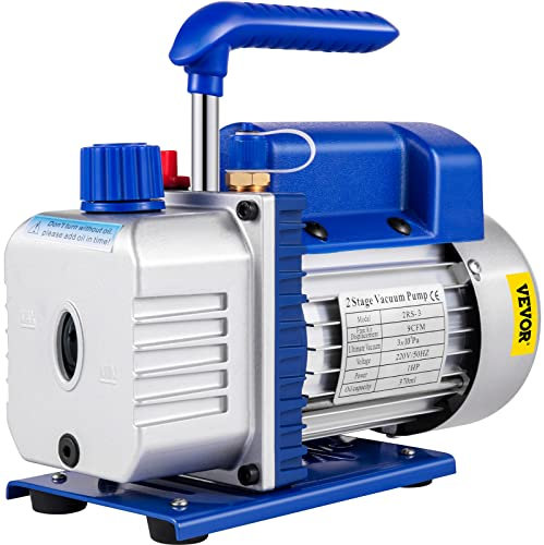 VEVOR 9 CFM Pompe à Vide,1 HP Pompe à Vide Frigoriste, Pompe à Vide Climatisation, Kit de Pompe à Vide Automatique 220 V avec Jauge, r32 r134a