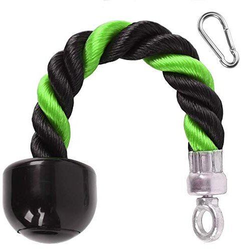 XYZDOUBLE Tricep Rope Cable Attachment Nylon Triceps Rope Pull Down Cord with Non-Slip Handlestraining Multi Gym Fitness Workout Biceps Triceps Gym or Home (13inch, Green)
