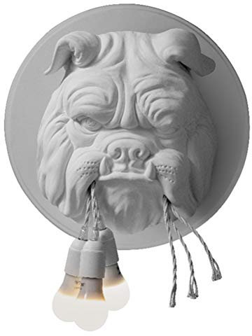Modern Innen Wandleuchte 3 Flamme Kreative Karikatur Tierkopf Wandlampe Harz Bulldogge Design E27 Dekorative Beleuchtung Wohnzimmerlampe, für Kinderzimmer Schlafzimmer Esszimmer Designerlampe, White
