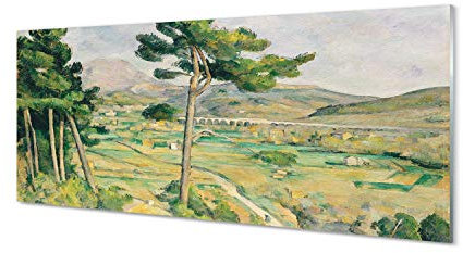 Tulup GlasBilder 125x50cm Wand Deko Kunst Gemaltes Bild auf Gehärtetem Glas Gedruckt Wandbilder Wohnzimmer - Kunst Ansicht der Wiese
