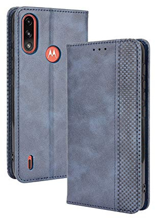 WEIOU Leather Folio Cover per Motorola Moto E7 Power | E7i Power, Custodia in Pelle PU Magnetica Libro Flip Portafoglio con [Funzione Stand]. Blu