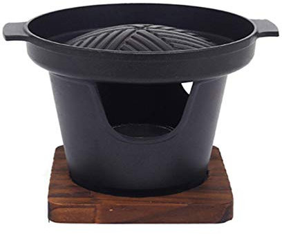Griglia Barbecue Mini stile giapponese BBQ Grill Griglia da tavolo portatile □ Stufa per barbecue □ Con base in legno adatta per 1-2 persone per Yakiniku, Robata, Yakitori, Takoyak Barbecue Portatile