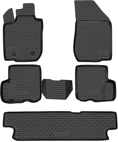 WALSER XTR Gummi Fussmatten Auto für Dacia Logan MCV (KS) 02/2007-Heute, 7-Sitzer, 100% passgenaue Auto Fußmatten, robuste Universal Fußmatte Auto, Gummimatten Auto, Auto Fussmatten Gummi