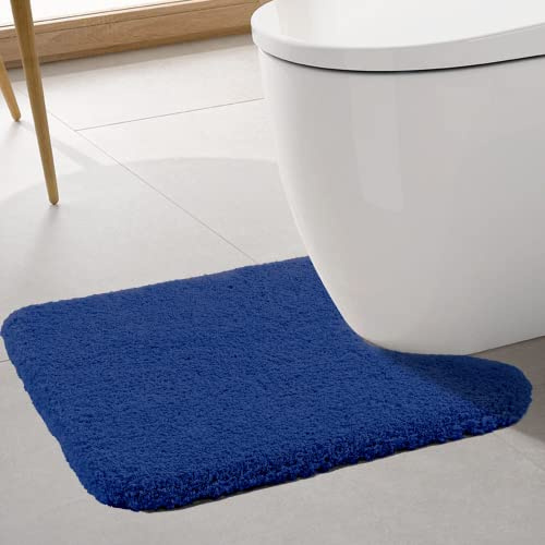 ROLIZOE Alfombrilla de inodoro ultra gruesa, antideslizante, muy absorbente, alfombra de baño súper suave, alfombra de microfibra en forma de U, 50 x 60 cm, azul marino