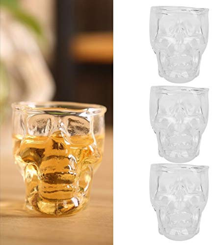Bicchiere da vino con teschio da 2,5 once, bicchieri da shot con teschio trasparente Novità Bicchiere da bere piccolo Tazza con teschio di Halloween per bar, feste, casa