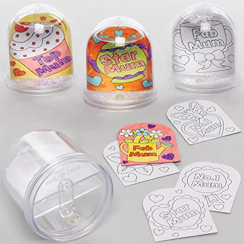 Baker Ross Muttertag Schneekugel Bastelset - 4er Pack, Basteln und Ausmalen für Kinder (FC 387)