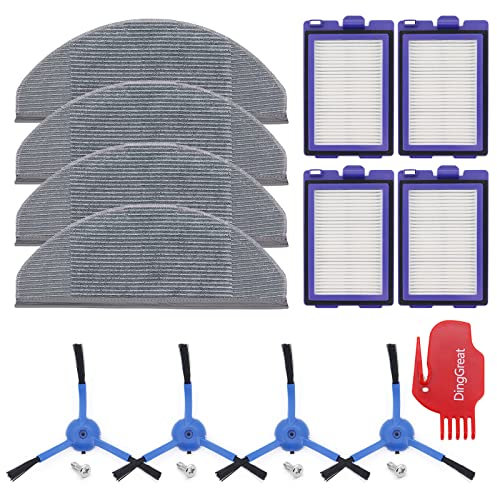 DingGreat Replacement Parts Compatible with RoboVac X8 Hybrid Robot Vacuum Cleaner, Accessory Kit Pack of 4 Side Brush, 4 Filter, 4 Mop Cloth, 1 Cleaning Brush