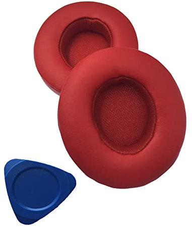 Replacement Earpads Cushions Compatible for Beats Solo 2 Solo 2.0 Solo 3 wireless Headphone with Soft Protein Leather Ear pad, Memory Foam Ear Cover Pads Red