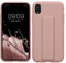 kwmobile Case Compatible with Apple iPhone XR - Case with Hand Strap and Stand Soft TPU Silicone Coating - Dusty Pink