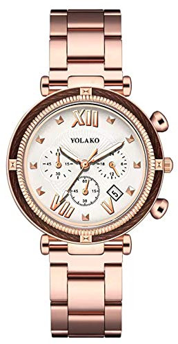 Generico OROLOGIO DONNA CASSA IN ACCIAIO CINTURINO IN METALLO AUTOMATICO POLSO VINTAGE QUARZO RAGAZZA FASHION ORO ROSA BIANCO F03a