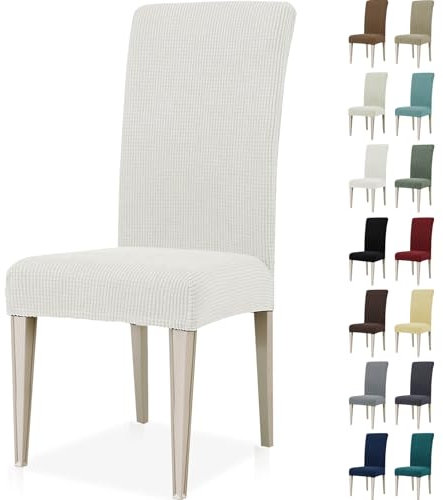 Ystyle Fundas Sillas De Comedor Pack 4, Fundas para Sillas Ajustables, Funda para Sillas Elástica, Cubre Funda Protectora Sillas Lavables para Banquetes Hogar Restaurante Hotel, Blanco