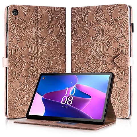 Rostsant Coque Lenovo Tab M10 Plus 3e génération 10.6 Housse TB-125F/TB-128F en Cuir PU Portefeuille Stand Support Etui Coque Protection Tablette für Lenovo Tab M10 Plus 3e génération 10.6- Marron