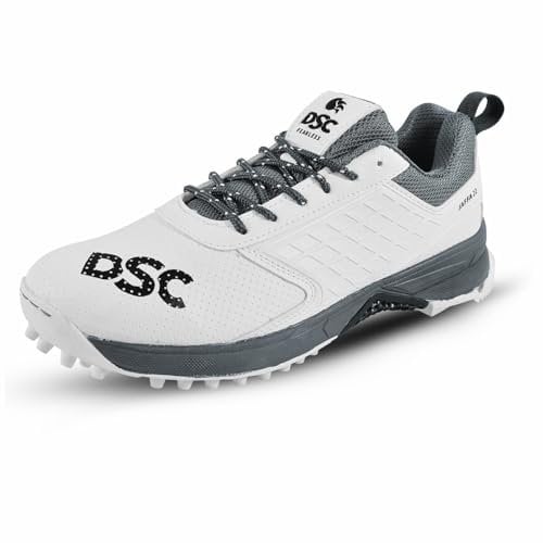 DSC Men's & Boys Cricket Shoes, White-Grey, 9UK/10US/43EU