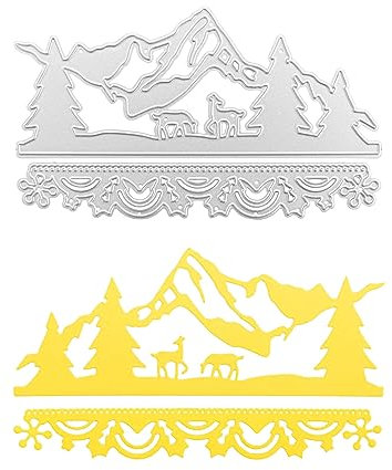 Stanzenshop Stanzschablone Berge im Schnee, Landschaft, Winter, Eiskristall, Stanzformen, Schablonen, Scrapbooking, Kartenherstellung, DIY, Prägeschablonen