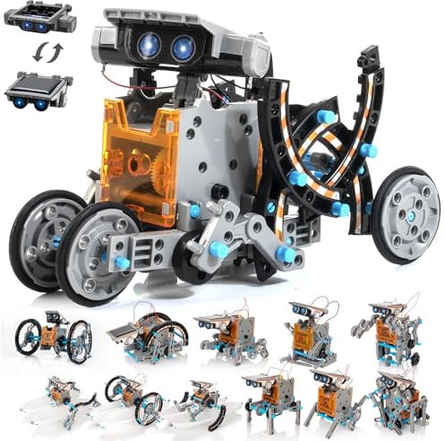 Bravmate Robot Solaire pour Enfant,14 en 1 Robot Solaire Kit Robot à Construire de 190 Pièces Energie Solaire et Batterie Double DIY Cadeau pour Les Garçons de 10+ Ans 214A