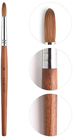 KADS Pure Kolinsky Hair Bristles Acrylic Nail Brush Oval Crimped Shaped RedWood Handle Professional Salon Quality (8#)