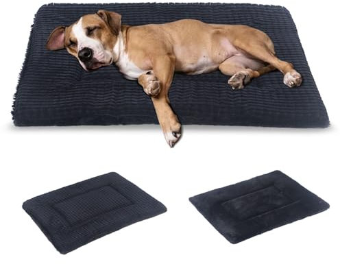 BVAGSS Orthopädisches Hundebett, Waschbar Hundekissen flauschig Hundematte, Umkehrbar Weiche und Warme Hundematte für klein mittel große Hunde XH079 (91x58x4cm,Dark Grey)