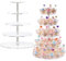 5 Tier Round Large Acrylic Cupcake Stand with 20 Cake Plugin,Clear Glass Dessert Stand,Acrylic Display Stands Cupcake Tower Pastry Tower for Wedding, Birthday,Bar Parties
