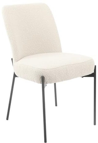 Chaise en Tissu Bouclette écru Imitation Laine de Mouton et Pieds Fins en métal Noir - Sheep