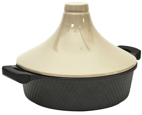 Plat à Tajine en Fonte d'Aluminium et Céramique Bicolore avec Poignées