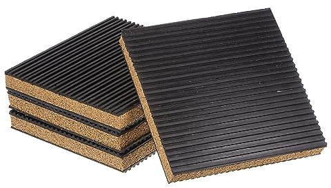 QUARKZMAN 4pcs Caoutchouc Anti Vibration Coussins 6 x 6 x 7/8 Isolation Vibration Absorbant Coussin Amortissement Tapis Antidérapant Bruit avec Liège Centre pour Air Compresseur