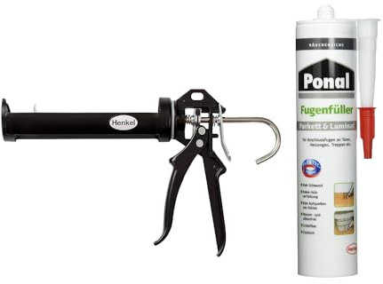 Ponal Parkett & Laminat Fugenfüller Räuchereiche, elastische Fugenmasse, lösemittel- und silikonfreie Dichtmasse (1x280ml) Kartusche & Pattex Profi Metall Kartuschenpistole