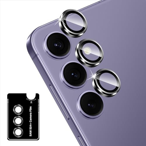 LiiLaa Kamera Schutzfolie für Panzerglas für Samsung Galaxy S24 Plus / S24+ 5G, Panzer Schutz Glas Kameraschutz 9H Härte Anti-Kratzen Kamera Folie HD Klar Linse Schutzglas - Schwarz
