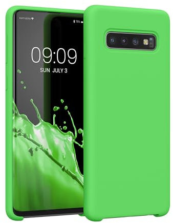 kwmobile Hülle kompatibel mit Samsung Galaxy S10 Hülle - Silikon Handy Case - Handyhülle weiche Oberfläche - kabelloses Laden - Limettengrün