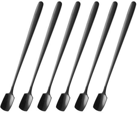 sourcing map 6 cucchiaini quadrati da caffè da 15 cm, in acciaio inox, piccoli cucchiaini da caffè quadrati con manico lungo, per tè, caffè, mescolare, dessert, gelato, torta di zucchero, tonalità oro