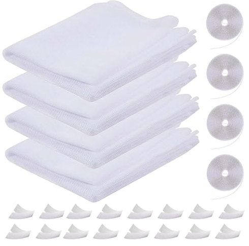 Mosquitera Ventana 4 Paquetes Tela Mosquitera Blanco,Protección de la Ventana se Mosquitera Ventanas Puede Cortar,130x150cmAnti Mosquito Malla Protector Kit