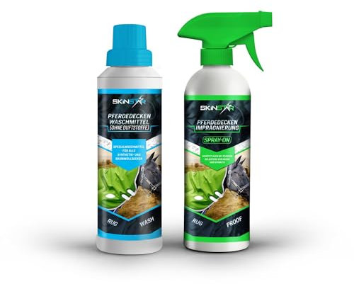 SkinStar Pferdedecken-Waschmittel ohne Duftstoffe + Spray-On Imprägnierung Rug Wash & Proof