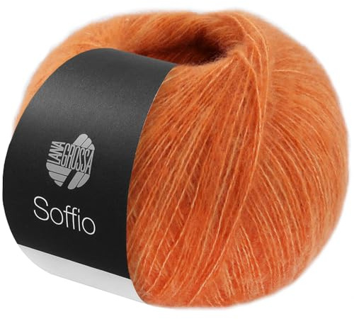 LANA GROSSA Soffio | Flauschiges Lace-Garn aus Merino- & Baumwolle mit 10% Kaschmir | Handstrickgarn aus 60% Schurwolle (Merino superfein), 30% Baumwolle (Bio) | 25g zum Stricken | 212m Garn FB 6
