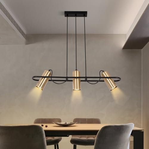 Homefire Pendelleuchte Esstisch Hängelampe Vintage - 3 Flammig Esszimmerlampe Gold Hängeleuchte Industrial GU10 Esstischlampe Küchenlampe Hängend Wohnzimmer für Esszimmer Küche Bar - Ohne Leuchtmittel