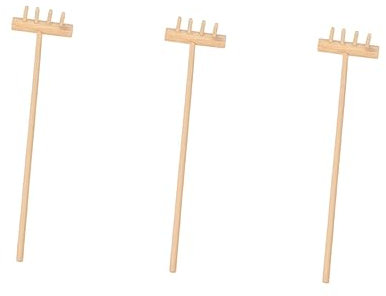 BESTonZON 3stücke Mini Zen Garten Rechen Mit Vierzahn Für Tisch-sandkasten-gärten Zum Zeichnen Von Wellen Pfaden Und Mustern in Sand Mini Zen Garten Harke Und Rechen Als Zubehör