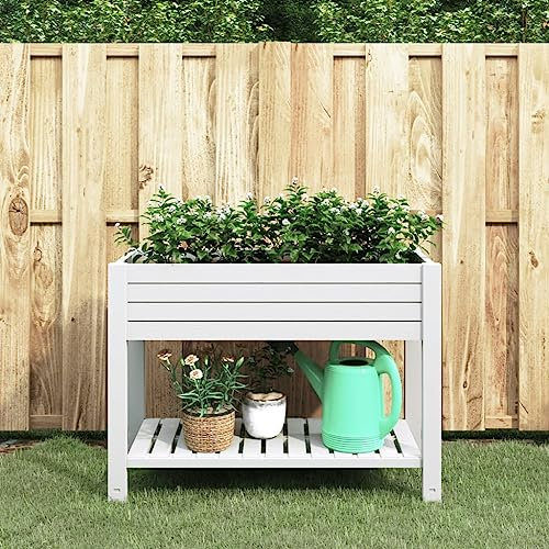 Somanki Hochbeet Weiß 110x45x79 cm Polypropylen, Palettenrahmen, Hochteich, Gemüsebeet, Kräuterregal Balkon, Blumenbeet, Kräuterspirale, Tomatenbeet, Pflanzhochbeet - 364177
