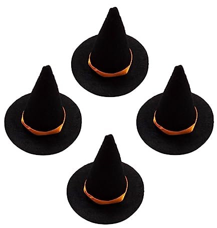 CHILDWEET Halloween Hexenhut Damen Mini Filzhut 4er Set Weinflasche Haarschmuck