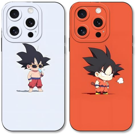2 Stück Handyhülle für Apple iPhone 13 Hülle 6.1 Zoll, Anime DragonBall DBZ Saiyan Guko Ästhetik mit Muster Designs Manga Mädchen Junge Case Schutz Schutzhülle Stoßfest TPU Weich Ultra Dünn Cover