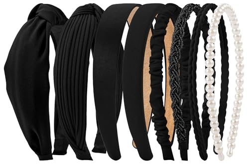 HBselect 8 Stück Haarreifen Set Damen Stirnbänder in verschiedenen Modellen | Haarreifen für Damen und Mädchen, Kunststoff Stirnbänder Make‑up für dickes Haar, bequeme Haarreifen ohne Druck, Haarzubehör